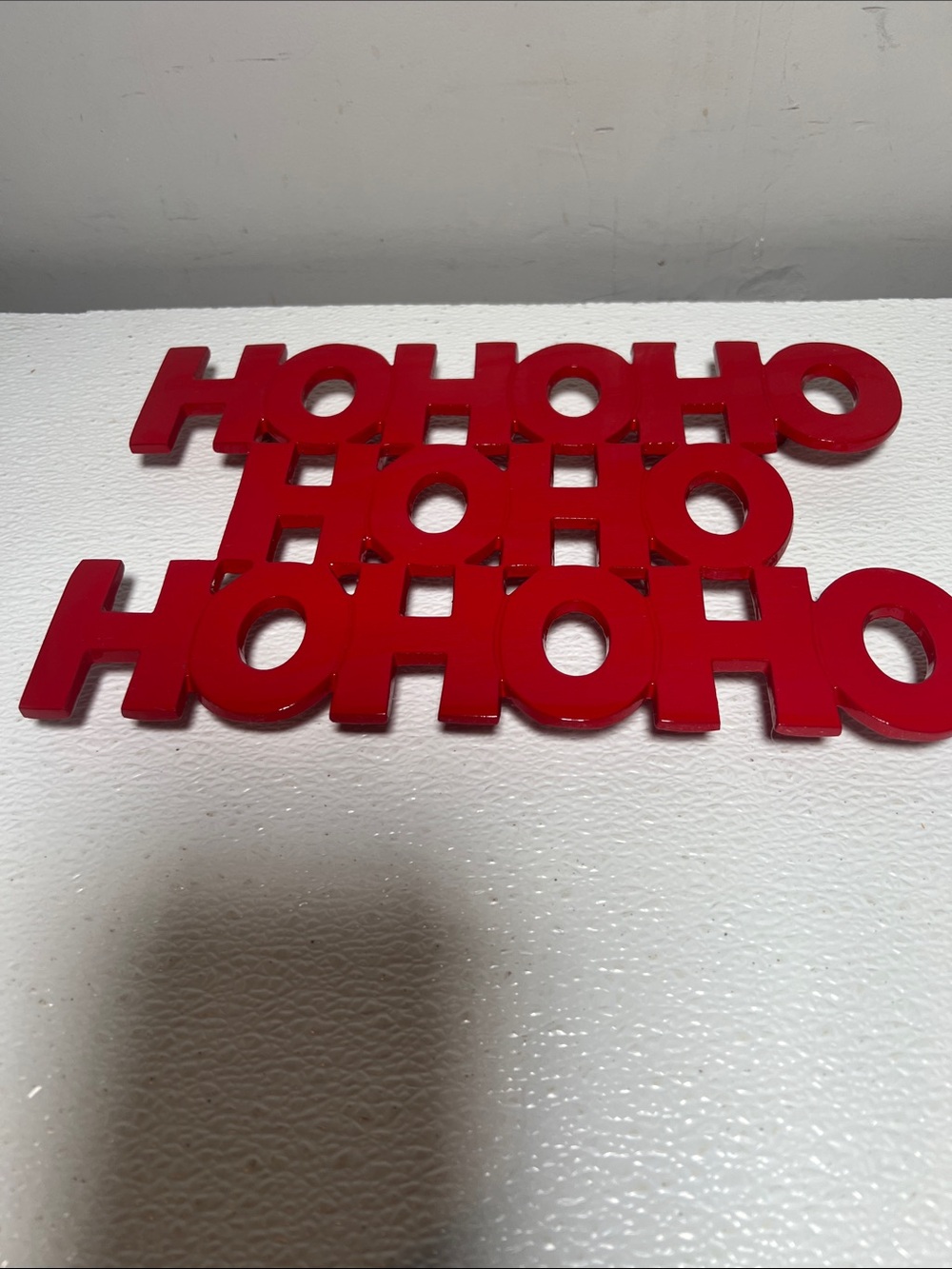 Holiday "HO HO HO" Red Trivet Metal Crate and Barrel LIKE NEW